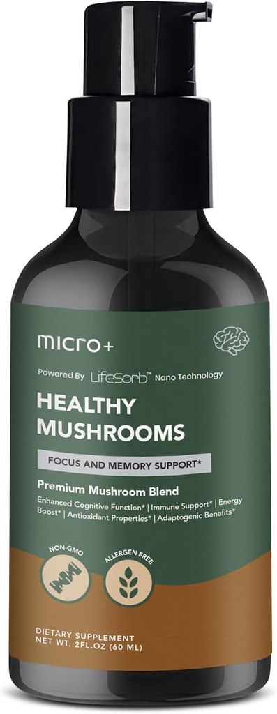 Mushroom + av Micro + Nootropic Brain Supplement med LifeSorb - för fokus, minne, kognitiv ökning