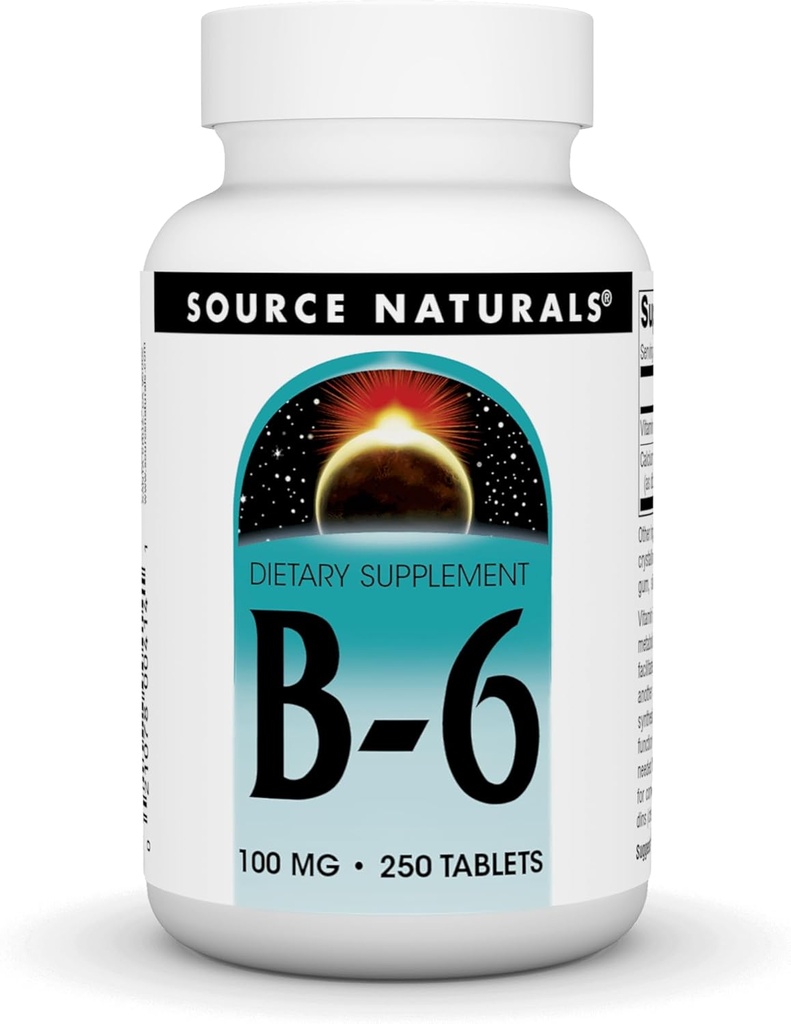 Källa Naturals Vitamin B-6, 100 mg Immunsystem Support - 250 tabletter