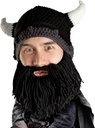 Beard Head Viking Looter - Original Handmade Knit Helmet och Removable Black Beard