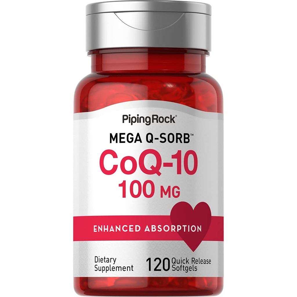 Piping Rock CoQ10 100mg | 120 Softgels | med Black Pepper Extract | Non-GMO, Gluten Free Supplement