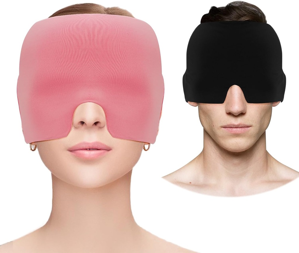 Migraine Headache Relief Cap, Gel Cooling Eye Mask, Migraine Relief Cap Hot & Cold Therapy Hangover Hat Mask Odorless Migraine Headache Hat för Sinus, Puffy Eyes, spänning, stressavlastning - Rosa