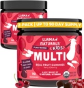 Llama Naturals Kids Multivitamin Gummies, Vegan, Organic med vitamin D, C & K, Toddler Real Fruit Gummy Vitaminer, Chewable Supplement, Whole Food Multivitamin, No Added Sugar Cane, Cherry, 2 Pk