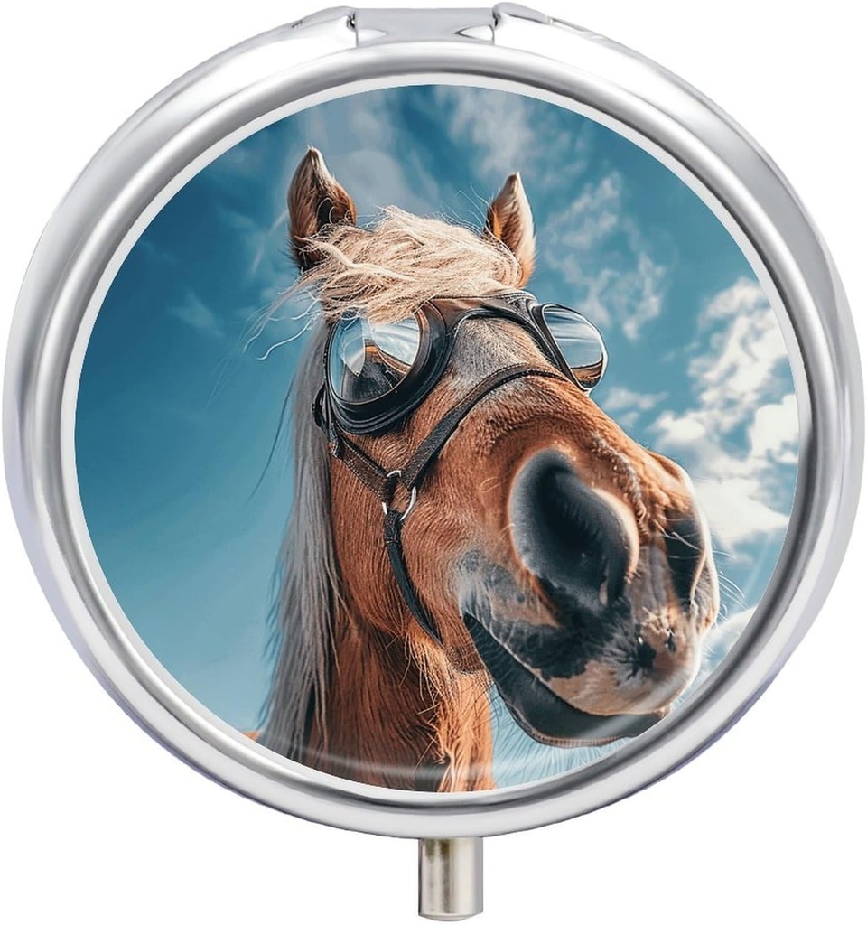 3 Compartment Pill Box Pill Containe Horse Brown Fur Pillbox Case för Travel Small Pill Case Pill Organizer för Vitamins Fish Oil Box Supplement Box