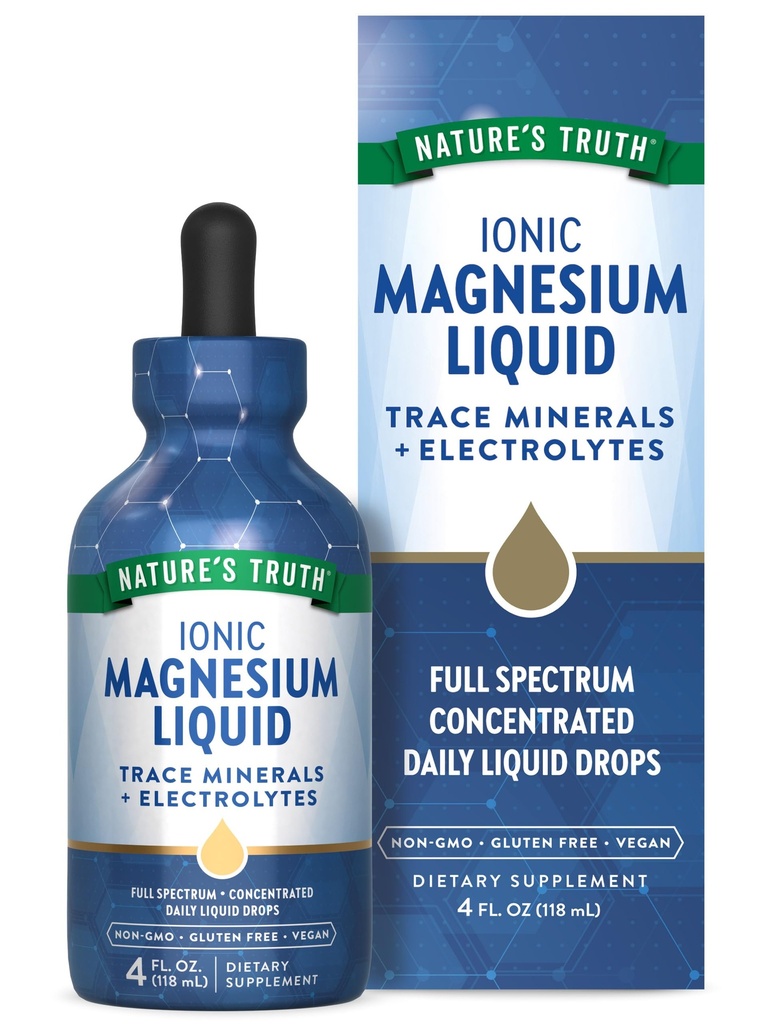 Naturens Sanning Ionic Magnesium Liquid Drops | 200mg | 4 Fluid Ounces | med Electrolytes & Trace Minerals | Vegan, Non-GMO & Gluten Free Supplement