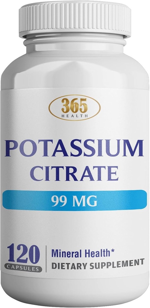 Health Potassium (Citrate) - Essential Electrolyte Supplement för att stödja Nerve & Muscle Function Heart Health & Energy * - Kalium Citrate Capsule - 120 kapslar