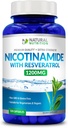 Generisk naturlig vitamin Extra styrka Nikotinamid med Resveratrol 1200mg (Vitamin B-3) 120 Veggie kapslar Gluten Free & Non-GMO