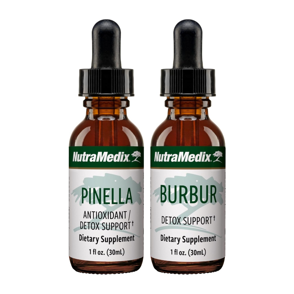 NutraMedix Detox Support Bundle - Liquid Drops för rengöring & Detox Support & Occassional Brain Fog - Pinella Anise Drops & Burbur Extract för hälsosam avgiftning (2 greve, 1 Oz)