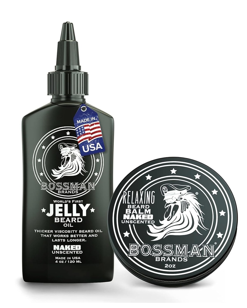 Bossman Beard Oil Jelly och Relaxing Beard Balm Combo Naked Scent