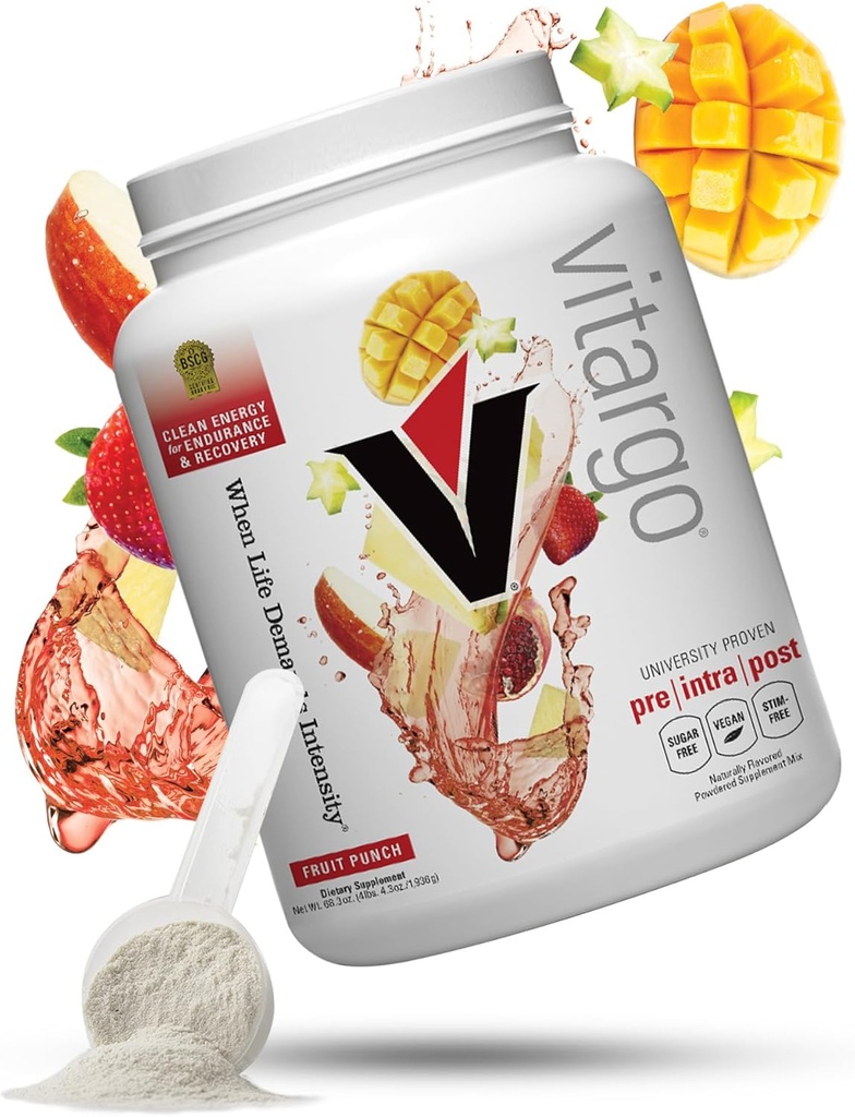 Vitargo Carbohydrate Powder, 2X Faster Digesting, 4.4 LB Fruit Punch, No Bloat, No Crash, Pre, Intra & Post, Sugar-Free Complex Carb Powder för återhämtning, uthållighet & Muscle Gain, Made in USA