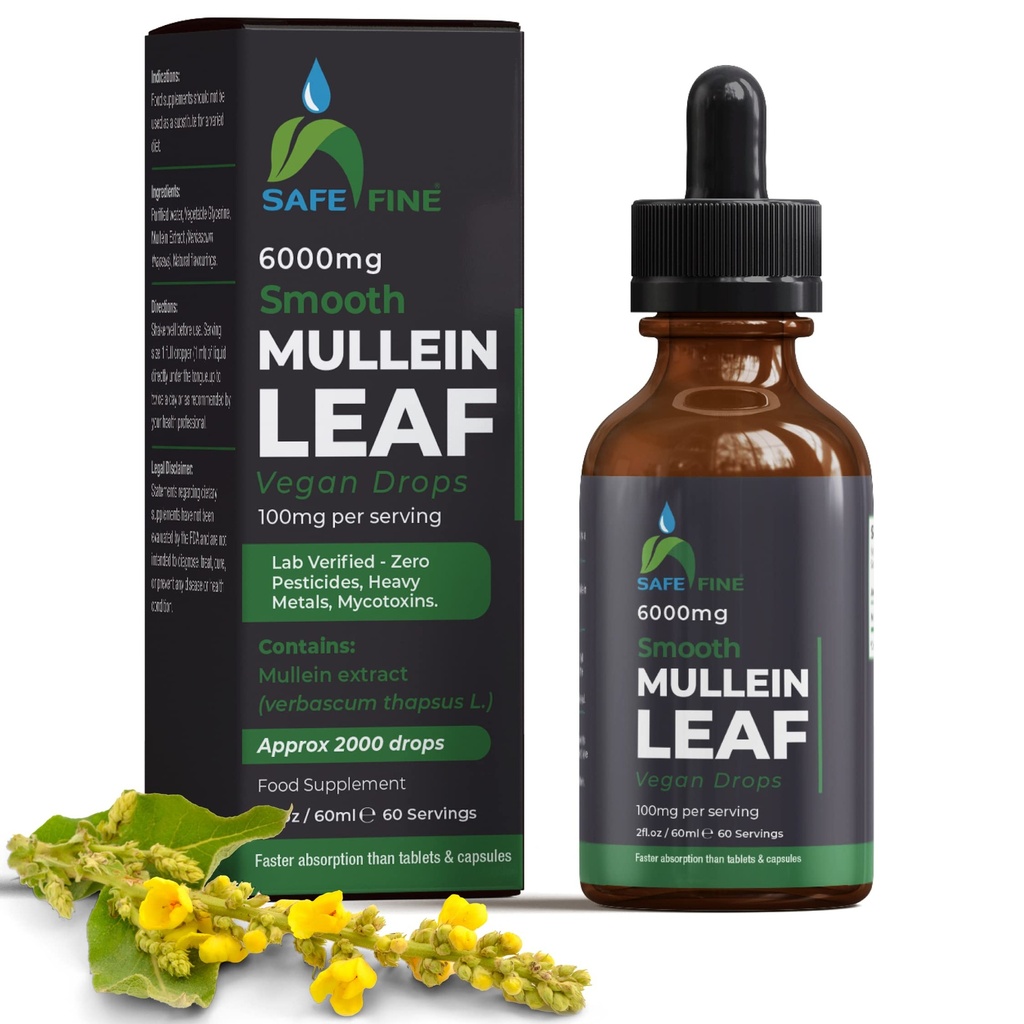 Organic Mullein Tincture Drops for Respiratory Health - Natural Lung Support, Alcohol-Free, Vegan, Non-GMO, Herbal Extract, 2 fl oz (60ml) Natural Sleep Aid & Immune Support