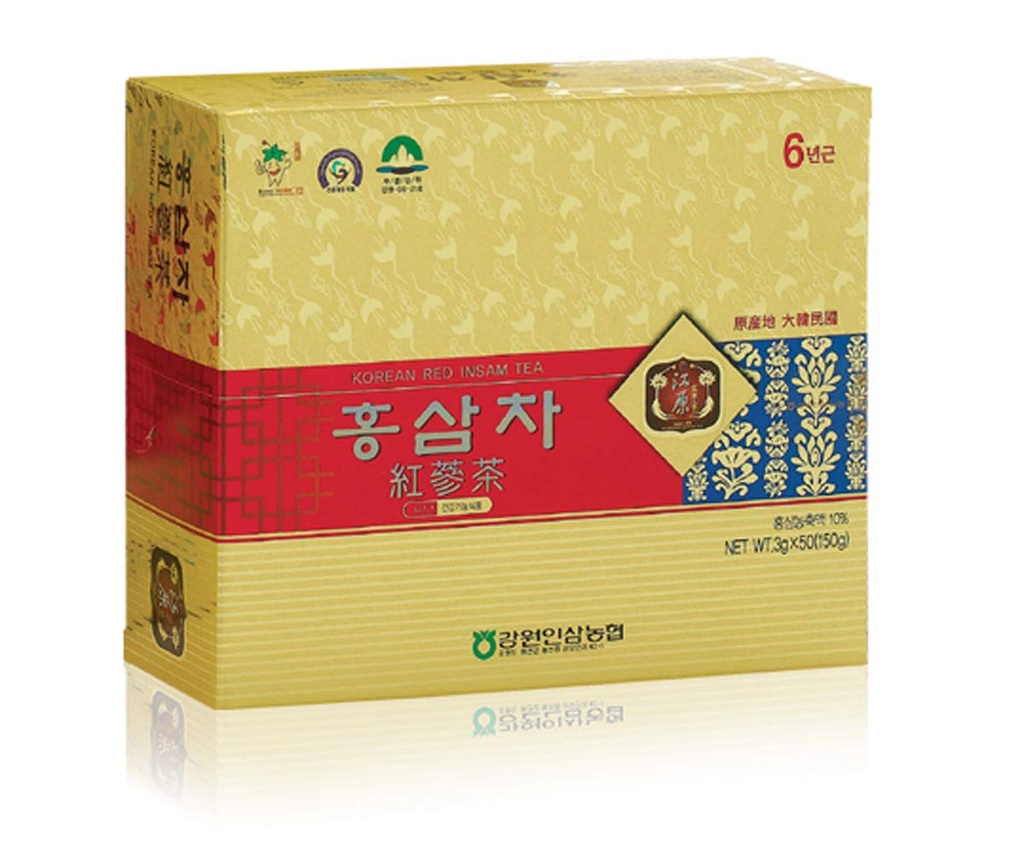 Gangwoninsam 6 Year Korean Red Ginseng Tea (3g x 50 Packets) - Innehåller 6 Year Korean Red Ginseng Extract, Korean Tea, Individuellt Paketerad