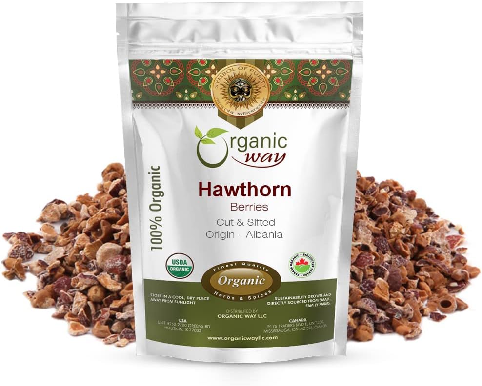Organiskt sätt Hawthorn Berries Cut & Sifted (Crataegus monogyna) - European Wild-Harvest | Organic & Kosher Certified | Vegan, Non GMO & Gluten Free | USDA Certified | Origin - Albanien (1LBS / 16OZ)