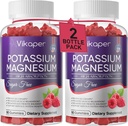 Kalium Magnesium Gummies 500 mg Sugar-Free Magnesium Glycinate Supplement med Magnesium L-Threonate, Vitamin D3, Förbättrade Leg Cramps, Muscle, Hjärt hälsa för vuxna Raspberry Flavor 180 Räkna