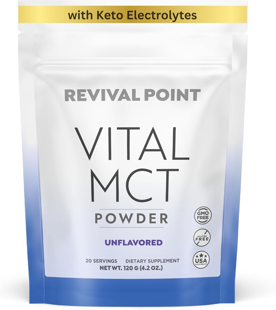 Premium Unflavored MCT Oil Powder med Keto Electrolytes- Creamer för kaffe, te och shakes - Inkluderar 15x Bioavailable Chromium Picolinate, C10 och C8 MCT Oil härrör från kokosnötter - 120 Grams
