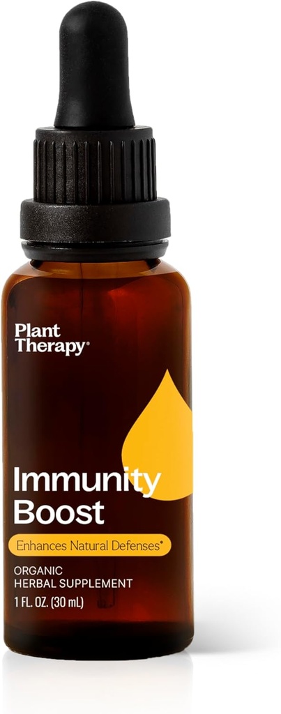 Plantterapi Organic Immunity Boost Tincture 30 ml (1 oz) med Ehcinacea, Elderberry & Lemon Balm Extract, stöder ett hälsosamt immunsystem, naturligt försvar mot säsongshot