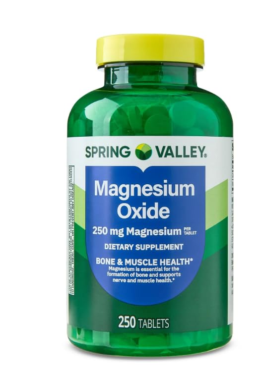 Spring Valley, Magnesium 250 mg, 250 greve tabletter, Bone & Muscle Health, Magnesium tabletter, kosttillskott + Sticker Dri Store