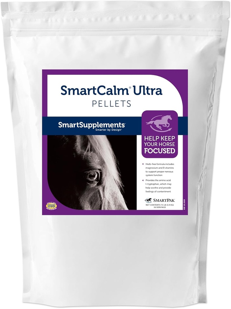 SmartCalm Ultra Pellets | Calming Horse Supplements | med No Added Herbs or Sugar | Equine Supplement | Hjälper till att minimera överdriven Skittishness | 56 portioner | 7,5 lb Bag
