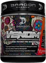 DRAGON PHARMA Venom Extreme Potency Pre-Workout, Laser Sharp Focus + Energy, Intense Performance, beprövade ingredienser för förbättrad vasodilation och uthållighet (40 portioner, Mangonada)
