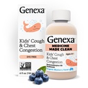 Genexa Kids' Clean Cough & Chest Congestion Medicine, Dye Free, 0% Artificial Additives, Multi-Symptom Cough Syrup för barn 4-11, hosta Suppressant & Expectorant, Organic Blueberry Flavor, 4 fl oz