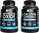Rena ursprungliga ingredienser Kalciumkarbonat och Magnesium Oxide Bundle, 365 kapslar var och en, inga fillers, Alwasy Pure