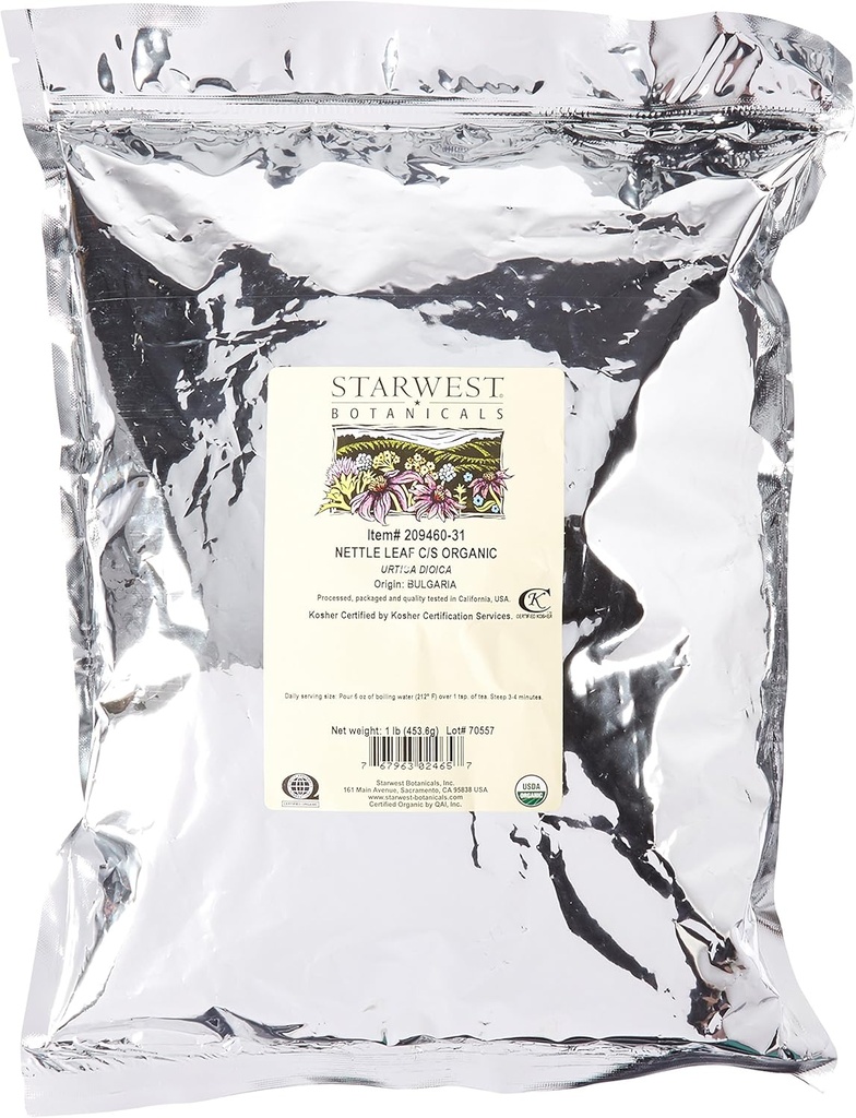 Starwest Botanicals Organic Nettle Leaf Tea Loose Cut och Sifted, 1 Pound Bulk - 1 räkna
