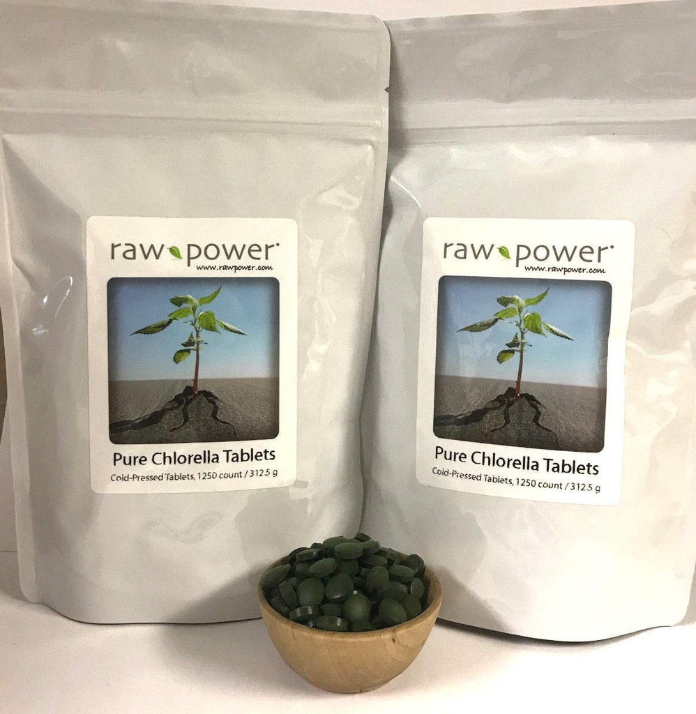 Raw Power Chlorella tabletter (2500 greve, 625g), kallpressad, 100% rå och ren, från organiska