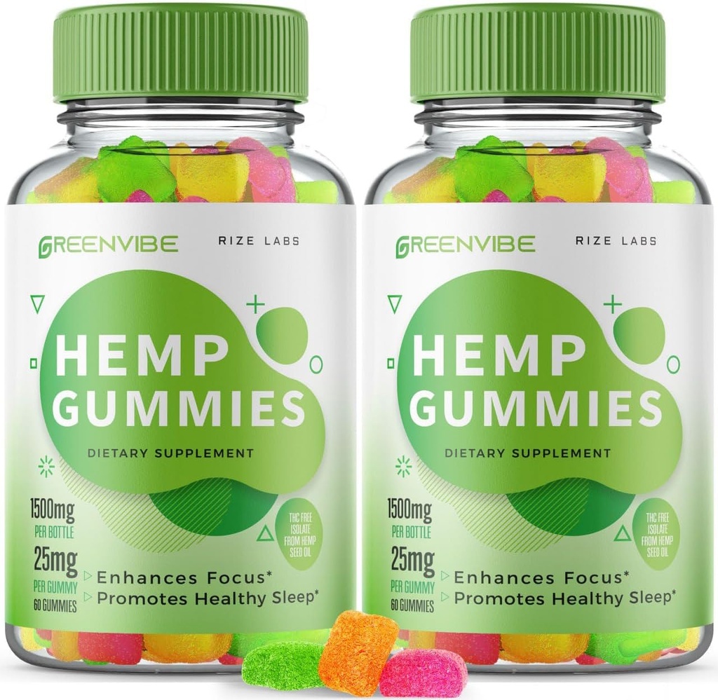 rize labs (Pack of 2 Green Vibe Gummies - All-Natural Supplement for Calmness, Sleep Aid och Overall Wellness, Green Vibe Holistic Relaxation Gummy, GreenVibe Recensioner Gomitas (120 Gummies)