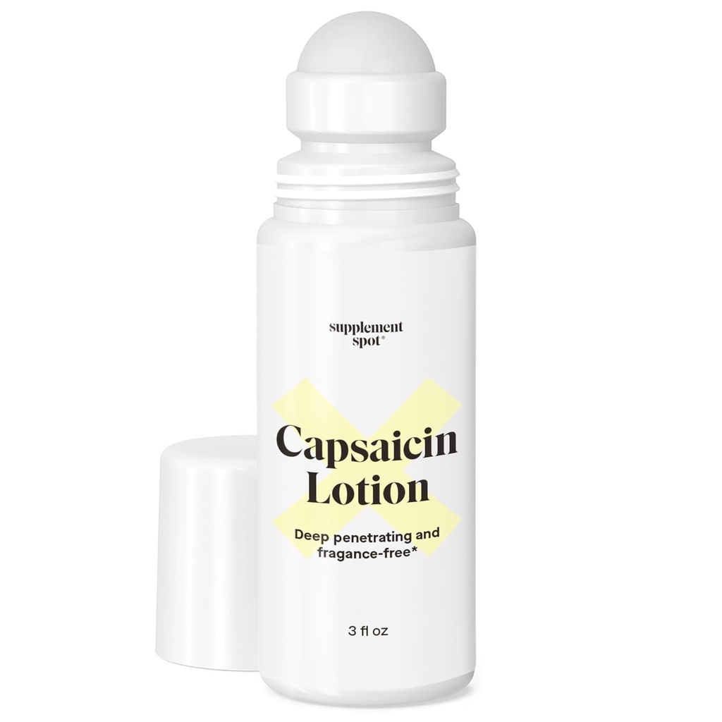 Capsaicin Lotion - Cream för muskler och gemensamma - djup penetrerande roll på w / 0,075% Capsaicin Cream - (3 oz)