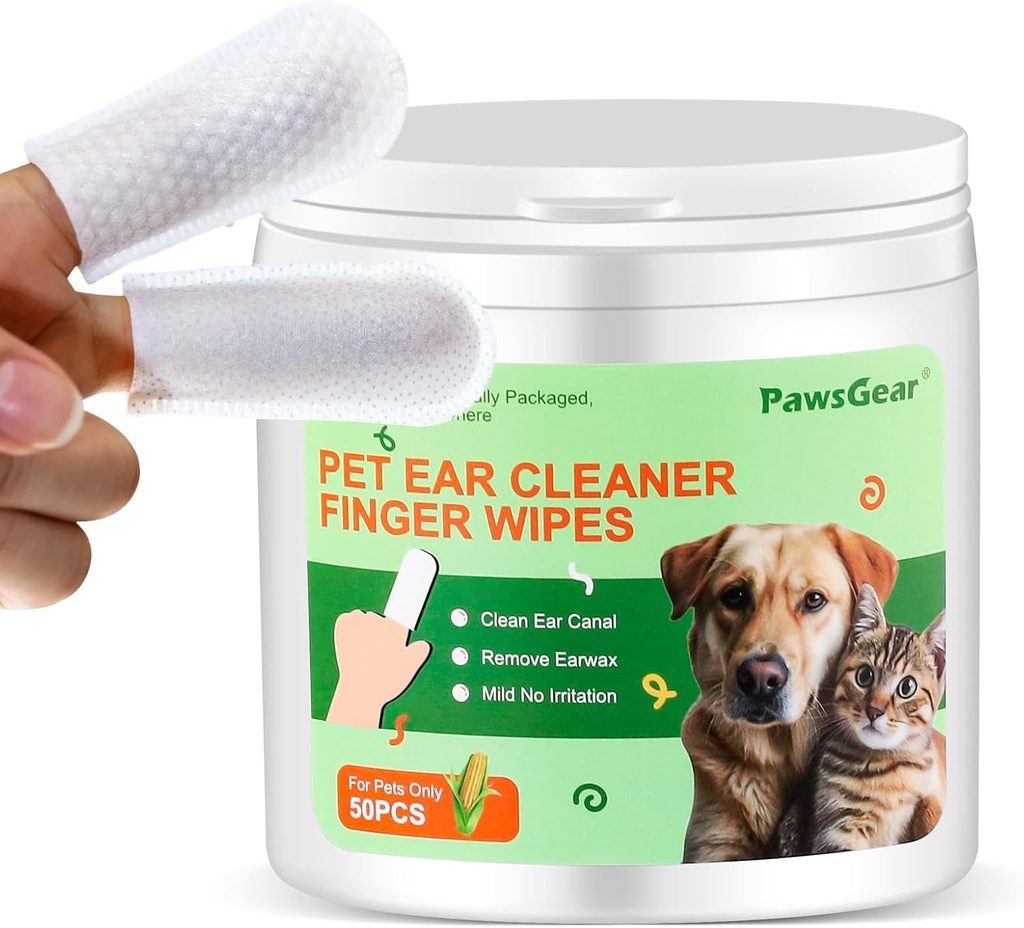 Hund och Cat Ear Wipes - Gentle Cleaning, Eliminera obehagliga lukter, tillverkade av växtextrakt, 50 Wipes