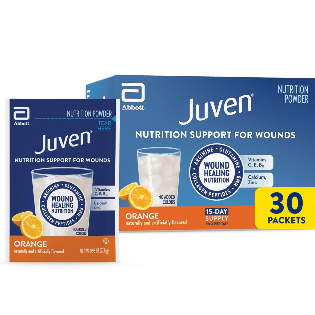 Juven Therapeutic Nutrition Drink Powder Inklusive Collagen Peptides, Aminosyror och HMB för Wound Healing Support, Orange, 30 Packets
