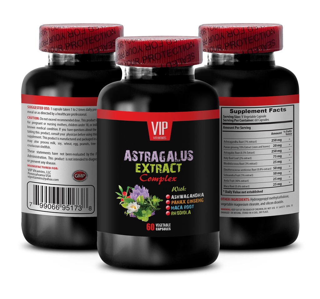 astragalus komplex - ASTRAGALUS EXTRACT COMPLEX med Ashwagandha, Panax ginseng, Astragalus, Maca - heliga basilkapslar, astragalus immunförsvar, astragalus extrakt kapslar 1 flaska 60 kapslar