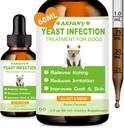 Natural Yeast Infection Behandling för hundar | 60ML Stöder Hälsosam Itch Relief | Dog Yeast Ear Infection Behandling | Dog Inflammation Relief, Allergy Relief & Skin Itch Relief | 2 fl oz, Bacon Flavor