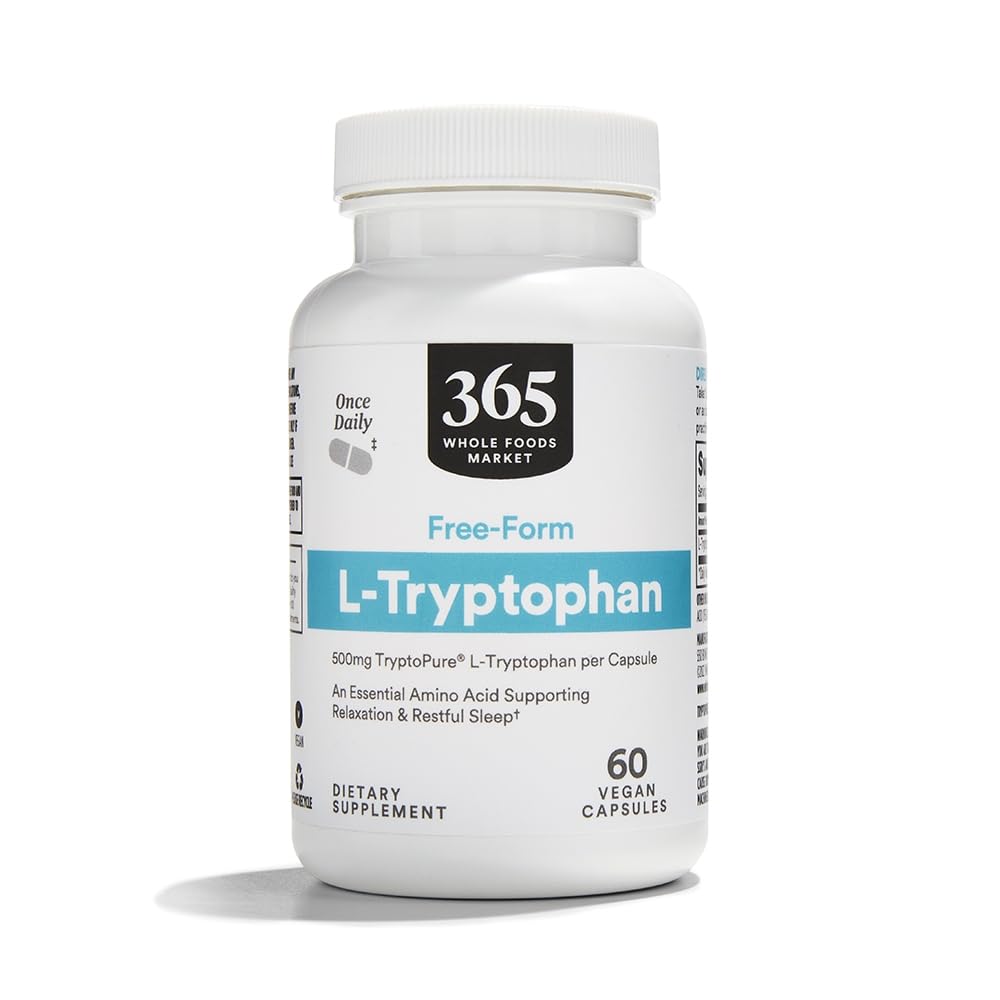 365 av Whole Foods Market, Free-Form L-Tryptophan 500mg, Vegan, 60 kapslar