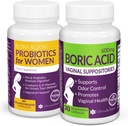Spara 10% på Feminine Wellness Bundle - Boric Acid Suppositories & Vaginal Probiotics för pH Balance & Intimate Care