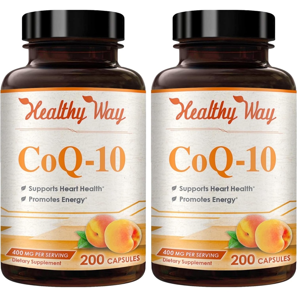 Coenzyme Q10 400mg CoQ10 Supplement - När dagliga Coq 10 400mg Pulver kapslar för hälsosamt hjärta Antioxidant och energistöd - Non-GMO Quick Absorption Ubiquinone Q10 Coenzyme (200 portioner)