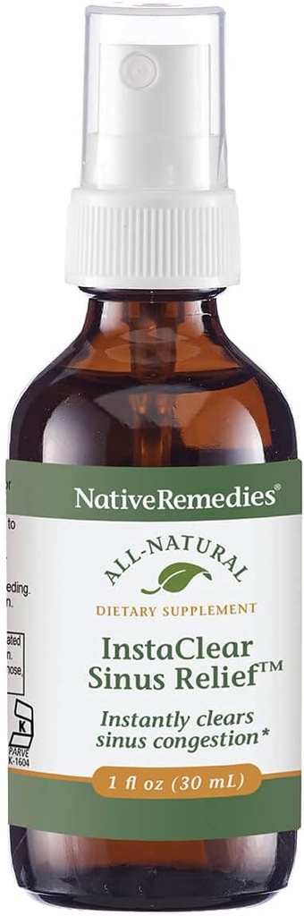 Native Remedies InstaClear Sinus Relief - All Natural Herbal Supplement for Clear, Healthy Sinuses Under Colds, Allergier eller Hay Fever - 29 ml