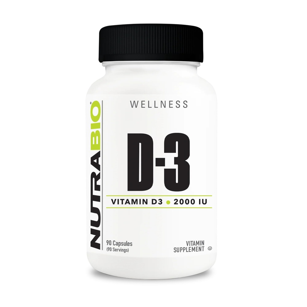 NutraBio Vitamin D (2000 IE), Immune Support - 90 Vegetabiliska kapslar