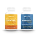 Paleovalley NeuroEffect + Essential C Complex Bundle - Neuro Mushroom Coffee Extract, vitamin C Supplement 450g Focus, Memory, Energy, Immune Support, Organiska Superfoods