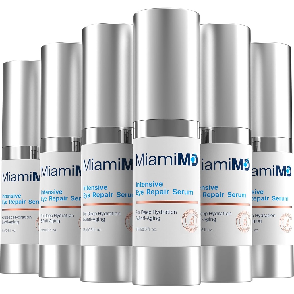 Eye Serum (15 ml) Under ögonbehandling för mörka cirklar, Crow's Feet & Eye Bags - Eye Serum för all hudtyp - Anti-Aging Under Eye Cream - minskar ögonpuffiness - För dag & natt tid Användning - 6 PACK