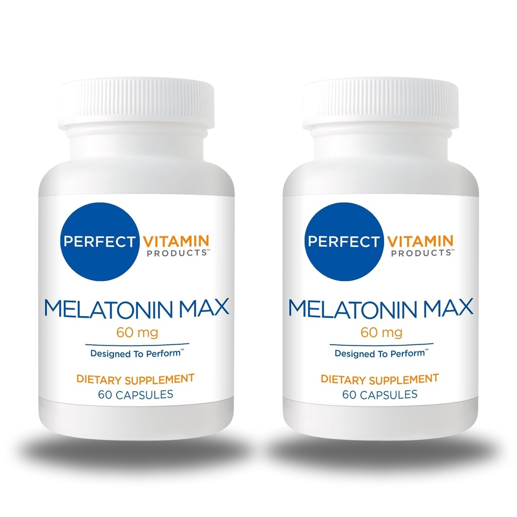 60mg Extra Strength Melatonin MAX - Hög dos Melatonin garanterar en kraftig leverans av denna viktiga hormon - 100% Drug-Free, Vegan, Non-GMO, Gluten-Free (120 kapslar 2-pack)
