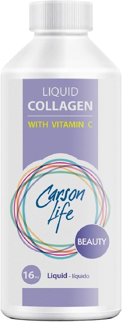 Carson Life Liquid Collagen med vitamin C - 16 Oz - för Anti Aging, Hair Skin och Nails - Immune Support - Rejuvenate Skin - Tillverkad i USA