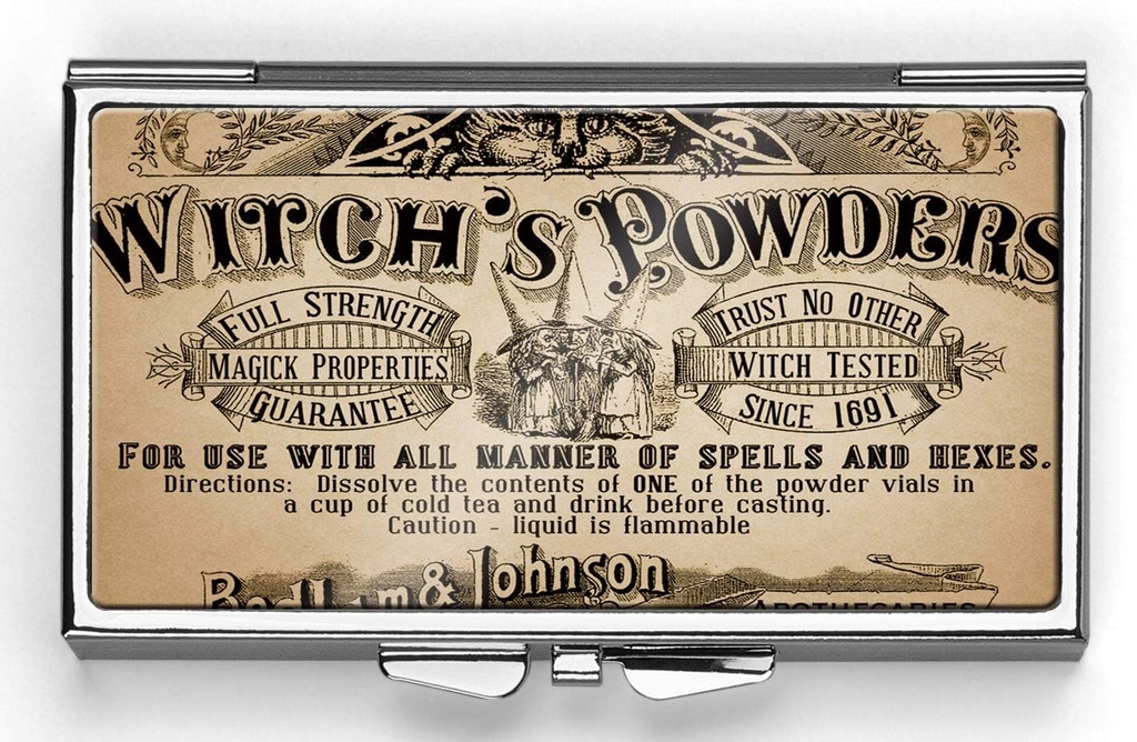 Vintage Witch's Powders Pill Box Compact Rectangle 7 Day Pill Box Pill Case Pill fall