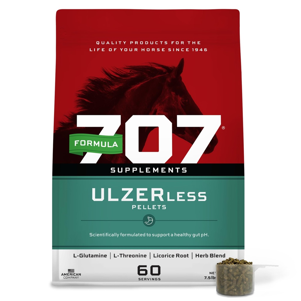 Formel 707 ULZERless Equine Supplement, 7.5lb Bag - Natural Gut Support för hästar med Ulcer Riskfaktorer