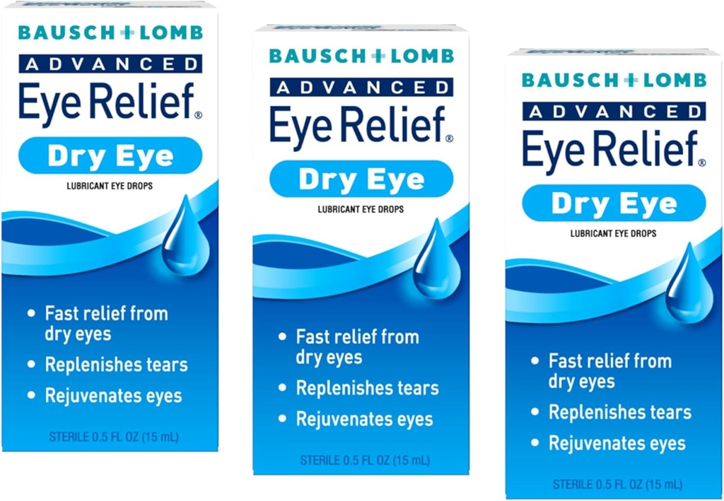 Bausch + Lomb Advanced Eye Relief, Lubricant Eye Drops för torra ögon, Moisturizing & Soothing, återger tårar för snabb lättnad, 0,5 Fl Oz