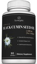 Sunergetic Premium Black Cumin Seed Oil Softgels - 1000mg Black Seed Oil Per Serving - Non GMO Cold Pressed Nigella Sativa - Inkluderar Thymoquinone & Omega - 90 Softgels