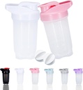 Shaker Bottle Protein Shakes Cup och 10-Ounce/300ML Shaker Bottle med Whisk Balls, Protein Shakers Bottles Set,Non-BPA plast (White+Pink(2PCS))