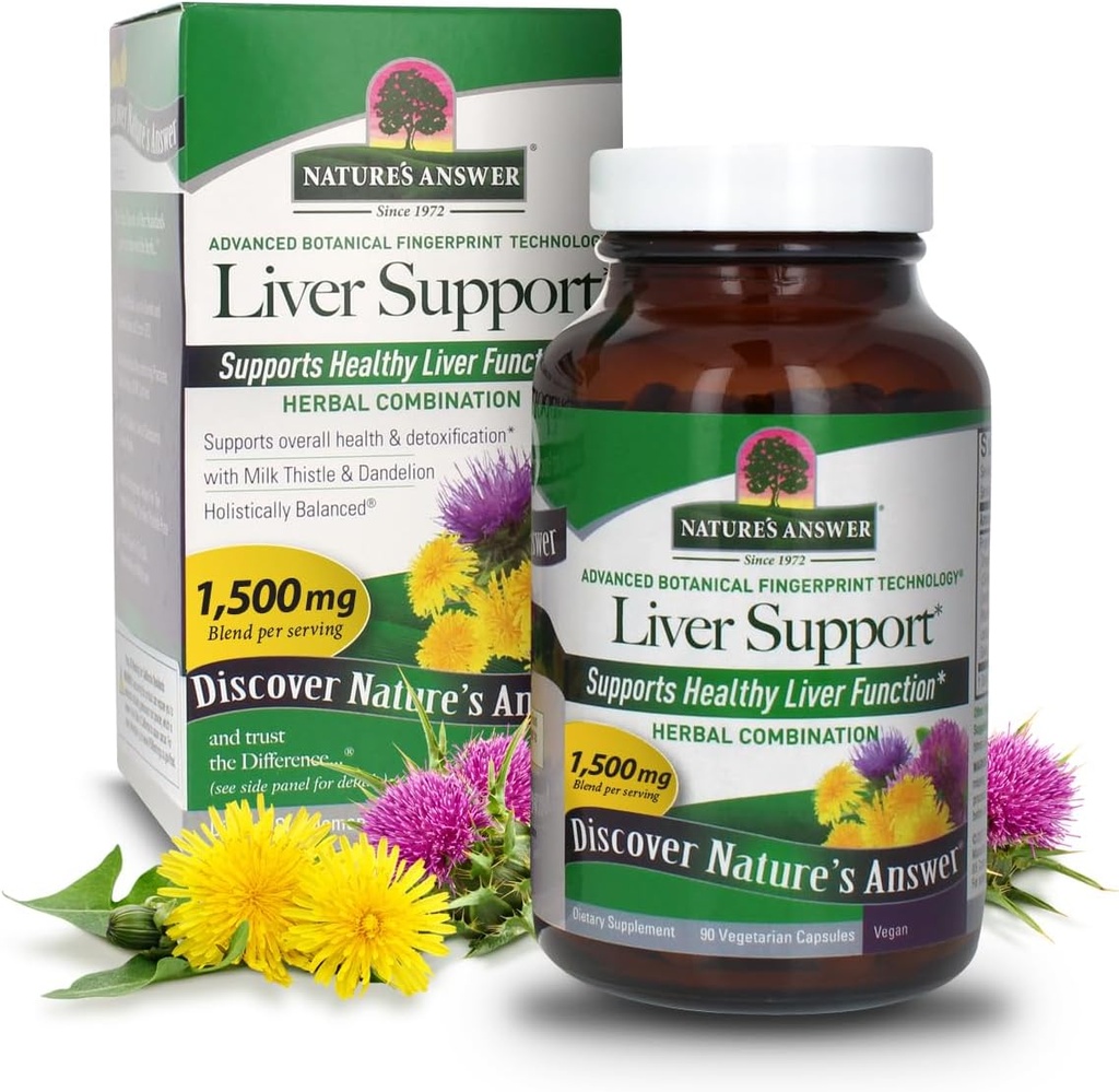 Naturens svar Liver Support | Herbal kombination med mjölk Thistle & Dandelion | Kosher Certified, Vegetarian och Vegan 90 Capsules