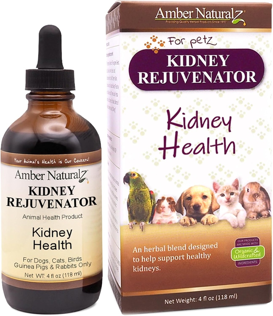 Amber NaturalZ Kidney Rejuvenator Herbal Supplement for Dogs, Cats, Birds, Rabbits, and Guinea Pigs | Supports Normal Kidney Function | Natural Aid for Kidney Health