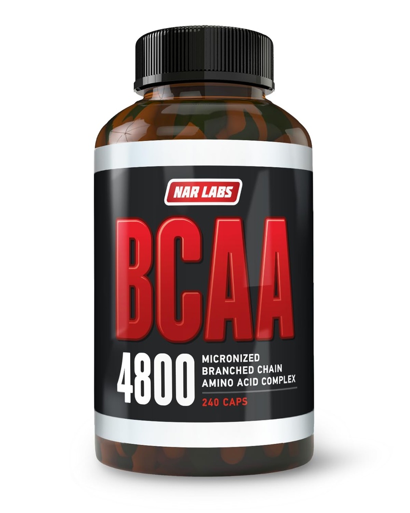 BCAA 4800 | Micronized Branched Chain Amino-syror | Muskelbyggnad och återhämtning | 2 400 per portion | 80 portioner | 240 kapslar