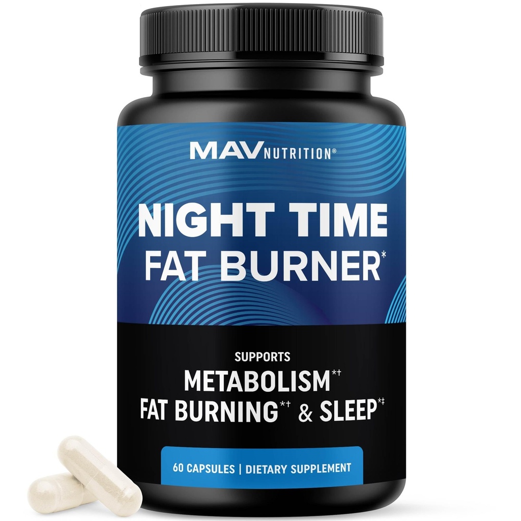 Night Time Fat Burner för viktminskning Support & Sleep Aid | Appetite Suppressant, Carb Blocker, Nighttime Metabolism Booster för magen fett Burner & Night Shred med Melatonin | Non-GMO, Vegan 60ct